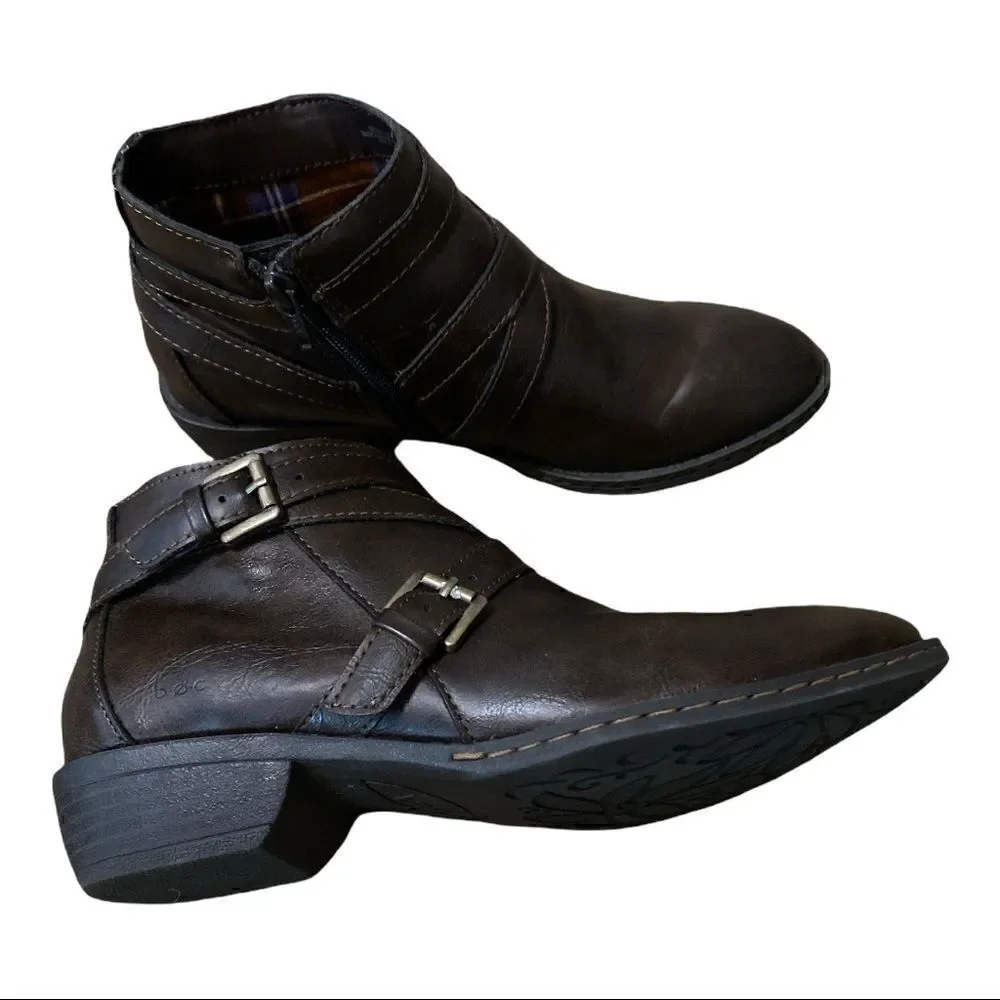 BOC | Born Concept Women’s Buckle Strap Side Zip  Davis Ankle Bootie Brown | 7
